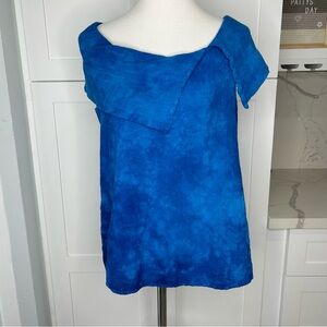 Oh My Gauze! Women’s Bird Washed Peacock Blouse Blue Tie Dye Size 1 S/M